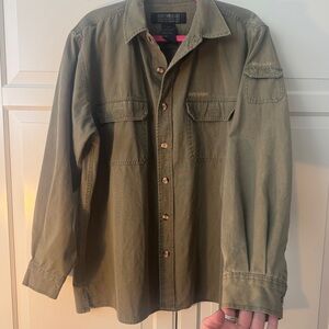Vintage Roots Jeans Army Green cotton canvas Shirt Jacket - size L